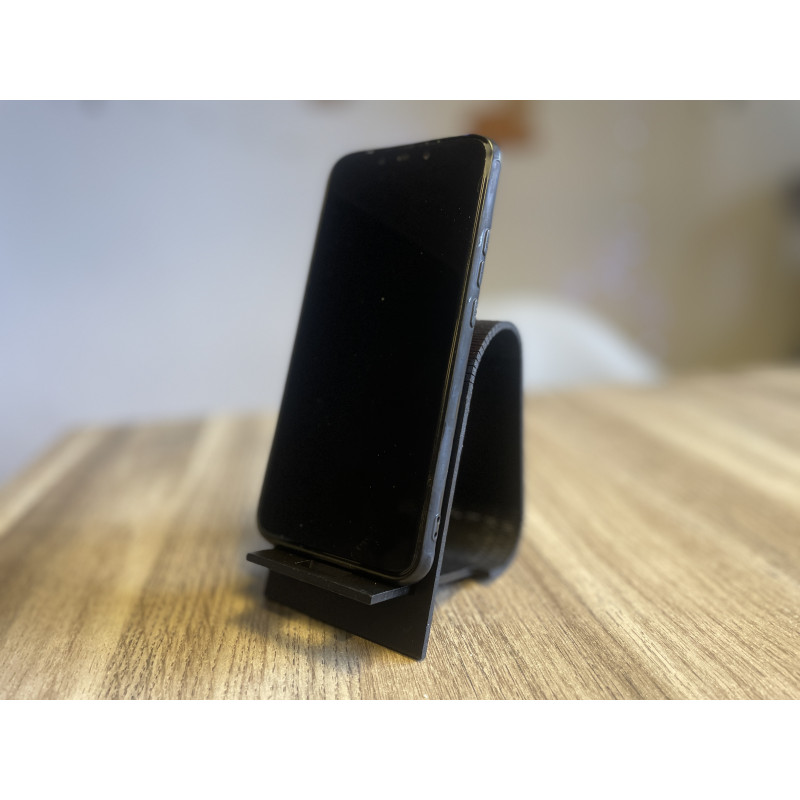 Holzständer für das Telefon mit individueller Gravur | Für Café, Büro, Salon oder Geschäft (Schwarz)