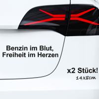 2X Auto-Aufkleber – Benzin im Blut, Freiheit im Herzen! (weiß)