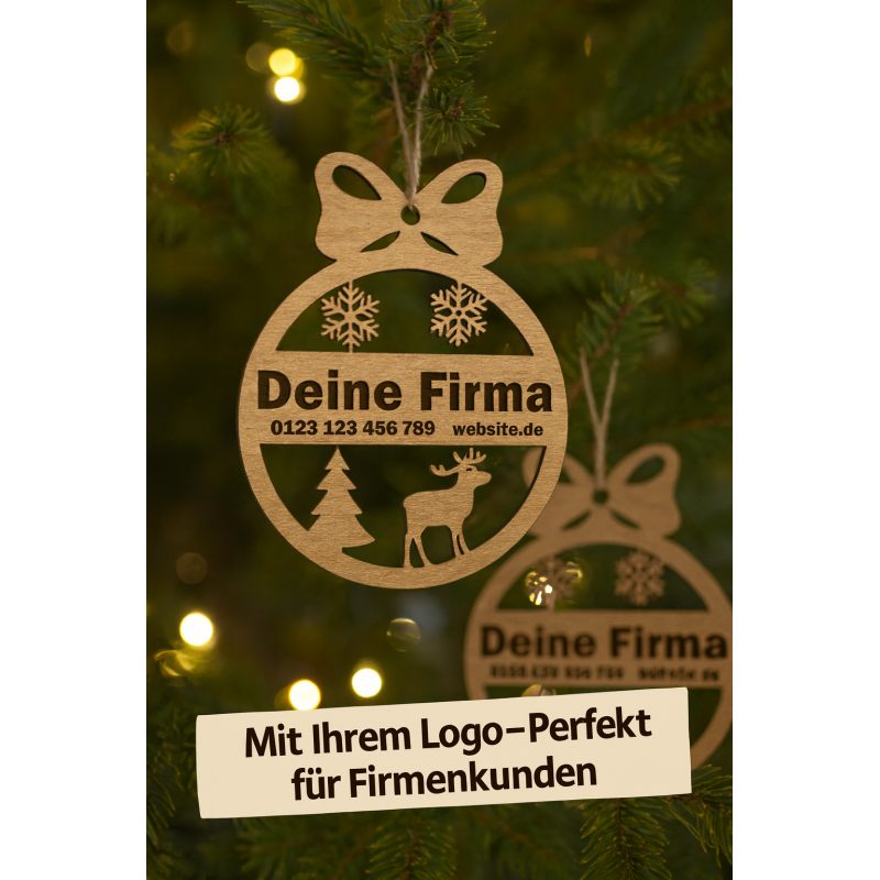 Корporate Weihnachtsdekorationen mit Gravur - Set mit 6 Stück für eine stilvolle festliche Dekoration