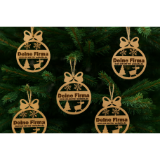 Корporate Weihnachtsdekorationen mit Gravur - Set mit 6 Stück für eine stilvolle festliche Dekoration