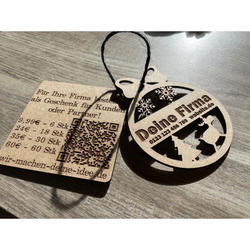 Корporate Weihnachtsdekorationen mit Gravur - Set mit 6 Stück für eine stilvolle festliche Dekoration