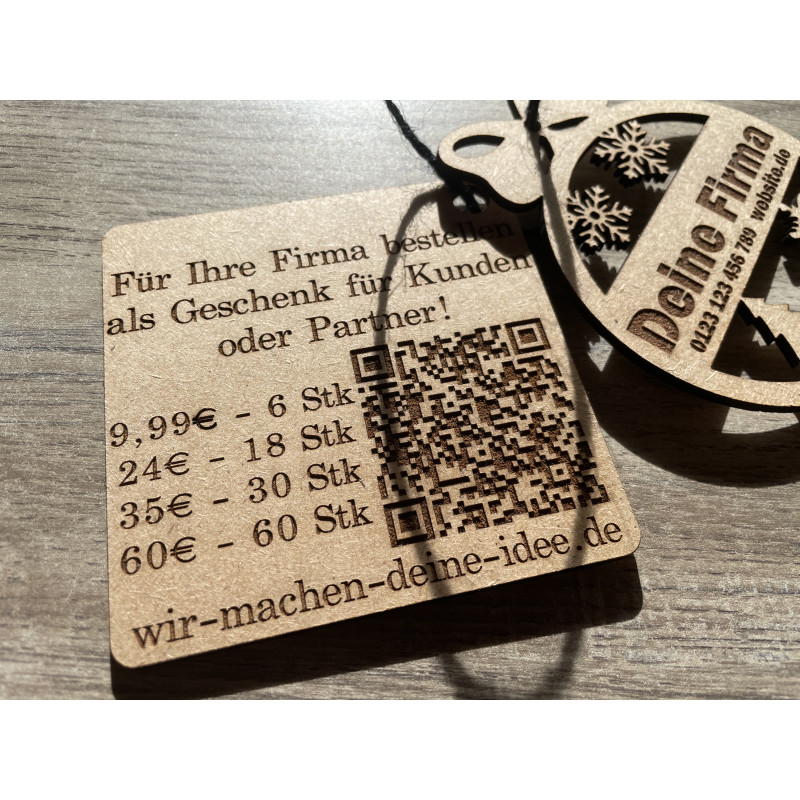 Корporate Weihnachtsdekorationen mit Gravur - Set mit 6 Stück für eine stilvolle festliche Dekoration