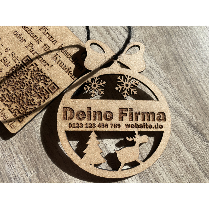 Корporate Weihnachtsdekorationen mit Gravur - Set mit 6 Stück für eine stilvolle festliche Dekoration