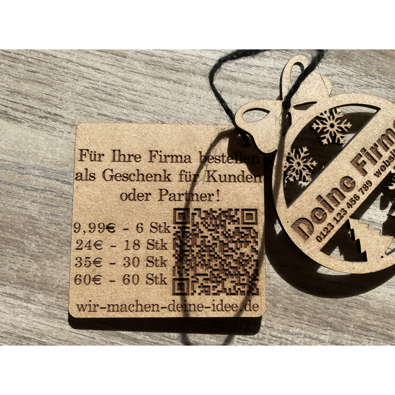 Корporate Weihnachtsdekorationen mit Gravur - Set mit 6 Stück für eine stilvolle festliche Dekoration