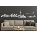 Wuppertal Skyline Wandtattoo, 130 x 30 cm, Selbstklebende Vinylfolie, Made in Germany (Weiß)