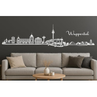 Wuppertal Skyline Wandtattoo, 130 x 30 cm, Selbstklebende Vinylfolie, Made in Germany (Weiß)