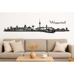 Wuppertal Horizont Wandaufkleber, 130 x 30 cm, Selbstklebende Vinylfolie, Hergestellt in Deutschland (Schwarz)