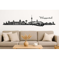 Wuppertal Horizont Wandaufkleber, 130 x 30 cm, Selbstklebende Vinylfolie, Hergestellt in Deutschland (Schwarz)