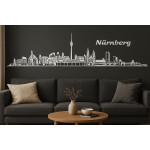 Nürnberg Horizont Wandaufkleber, 130 x 30 cm, Selbstklebende Vinylfolie, Hergestellt in Deutschland (Weiß)