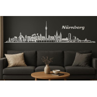 Nürnberg Horizont Wandaufkleber, 130 x 30 cm, Selbstklebende Vinylfolie, Hergestellt in Deutschland (Weiß)