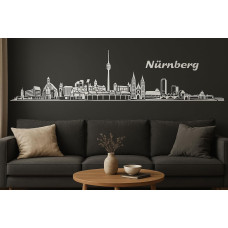 Nürnberg Horizont Wandaufkleber, 130 x 30 cm, Selbstklebende Vinylfolie, Hergestellt in Deutschland (Weiß)