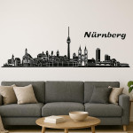 Nürnberg Horizont Wandaufkleber, 130 x 30 cm, Selbstklebende Vinylfolie, Hergestellt in Deutschland (Schwarz)
