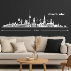 Karlsruher Horizont Wandaufkleber, 130 x 30 cm, Selbstklebende Vinylfolie, Hergestellt in Deutschland (Weiß)