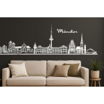 Münster Horizont Wandaufkleber, 130 x 30 cm, Selbstklebende Vinylfolie, Hergestellt in Deutschland (Weiß)