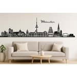 Münster Horizont Wandaufkleber, 130 x 30 cm, Selbstklebende Vinylfolie, Hergestellt in Deutschland (Schwarz)