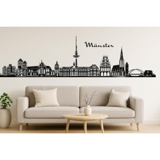 Münster Horizont Wandaufkleber, 130 x 30 cm, Selbstklebende Vinylfolie, Hergestellt in Deutschland (Schwarz)