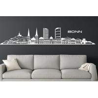 Bonn Horizont Wandaufkleber, 130 x 30 cm, Selbstklebende Vinylfolie, Hergestellt in Deutschland (Weiß)