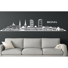 Bonn Horizont Wandaufkleber, 130 x 30 cm, Selbstklebende Vinylfolie, Hergestellt in Deutschland (Weiß)