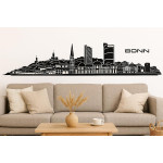 Bonn Horizont Wandaufkleber, 130 x 30 cm, Selbstklebende Vinylfolie, Hergestellt in Deutschland (Schwarz)
