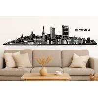 Bonn Horizont Wandaufkleber, 130 x 30 cm, Selbstklebende Vinylfolie, Hergestellt in Deutschland (Schwarz)