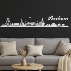 Bochum Horizont Wandaufkleber, 130 x 30 cm, Selbstklebende Vinylfolie, Hergestellt in Deutschland (Weiß)