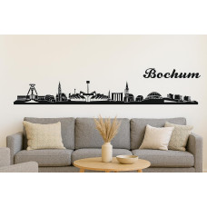 Bochum Horizont Wandaufkleber, 130 x 30 cm, Selbstklebende Vinylfolie, Hergestellt in Deutschland (Schwarz)