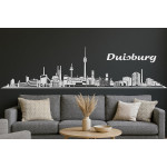 Duisburg Horizont Wandaufkleber, 130 x 30 cm, Selbstklebende Vinylfolie, Hergestellt in Deutschland (Weiß)