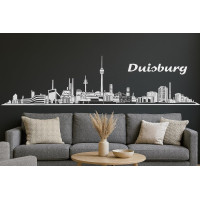Duisburg Horizont Wandaufkleber, 130 x 30 cm, Selbstklebende Vinylfolie, Hergestellt in Deutschland (Weiß)