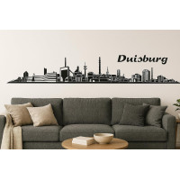 Duisburg Horizont Wandaufkleber, 130 x 30 cm, Selbstklebende Vinylfolie, Hergestellt in Deutschland (Schwarz)