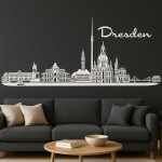 Dresden Horizont Wandaufkleber, 130 x 30 cm, Selbstklebende Vinylfolie, Hergestellt in Deutschland (Weiß)