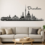 Dresden Horizont Wandaufkleber, 130 x 30 cm, Selbstklebende Vinylfolie, Hergestellt in Deutschland (Schwarz)