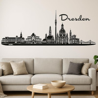 Dresden Horizont Wandaufkleber, 130 x 30 cm, Selbstklebende Vinylfolie, Hergestellt in Deutschland (Schwarz)