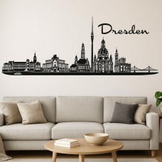 Dresden Horizont Wandaufkleber, 130 x 30 cm, Selbstklebende Vinylfolie, Hergestellt in Deutschland (Schwarz)