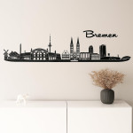 Bremen Horizont Wandaufkleber, 130 x 30 cm, Selbstklebende Vinylfolie, Hergestellt in Deutschland (Schwarz)