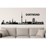 Dortmund Horizont Wandaufkleber, 130 x 30 cm, Selbstklebende Vinylfolie, Hergestellt in Deutschland (Schwarz)