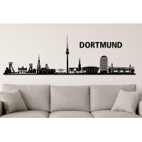 Dortmund Horizont Wandaufkleber, 130 x 30 cm, Selbstklebende Vinylfolie, Hergestellt in Deutschland (Schwarz)