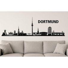 Dortmund Horizont Wandaufkleber, 130 x 30 cm, Selbstklebende Vinylfolie, Hergestellt in Deutschland (Schwarz)