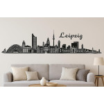 Leipzig Horizont Wandaufkleber, 130 x 30 cm, Selbstklebende Vinylfolie, Hergestellt in Deutschland (Schwarz)