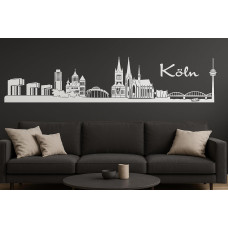 Köln Horizont Wandaufkleber, 130 x 30 cm, Selbstklebende Vinylfolie, Hergestellt in Deutschland (Weiß)