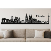 Köln Horizont Wandaufkleber, 130 x 30 cm, Selbstklebende Vinylfolie, Hergestellt in Deutschland (Schwarz)