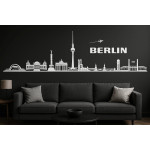 Berlin Horizont Wandaufkleber, 130 x 30 cm, Selbstklebende Vinylfolie, Hergestellt in Deutschland (Weiß)