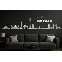 Berlin Horizont Wandaufkleber, 130 x 30 cm, Selbstklebende Vinylfolie, Hergestellt in Deutschland (Weiß)