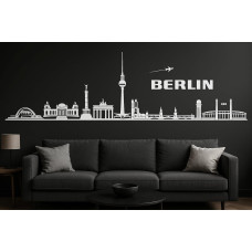 Berlin Horizont Wandaufkleber, 130 x 30 cm, Selbstklebende Vinylfolie, Hergestellt in Deutschland (Weiß)