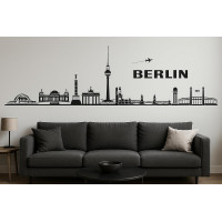 Berlin Horizont Wandaufkleber, 130 x 30 cm, Selbstklebende Vinylfolie, Hergestellt in Deutschland (Schwarz)