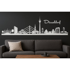 Düsseldorf Horizont Wandaufkleber, 130 x 30 cm, Selbstklebende Vinylfolie, Hergestellt in Deutschland (Weiß)