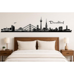 Düsseldorf Horizont Wandaufkleber, 130 x 30 cm, Selbstklebende Vinylfolie, Hergestellt in Deutschland (Schwarz)