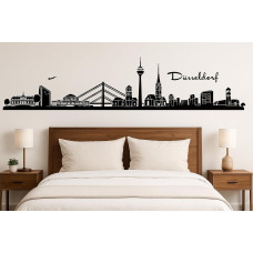 Düsseldorf Horizont Wandaufkleber, 130 x 30 cm, Selbstklebende Vinylfolie, Hergestellt in Deutschland (Schwarz)