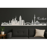 Frankfurt Horizont Wandaufkleber, 130 x 30 cm, Selbstklebende Vinylfolie, Hergestellt in Deutschland (Weiß)
