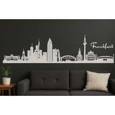 Frankfurt Horizont Wandaufkleber, 130 x 30 cm, Selbstklebende Vinylfolie, Hergestellt in Deutschland (Weiß)