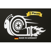Turbo Schnecke Aufkleber – 2er Set – Auto Tuning Sticker – Made in Germany (Weiß)
